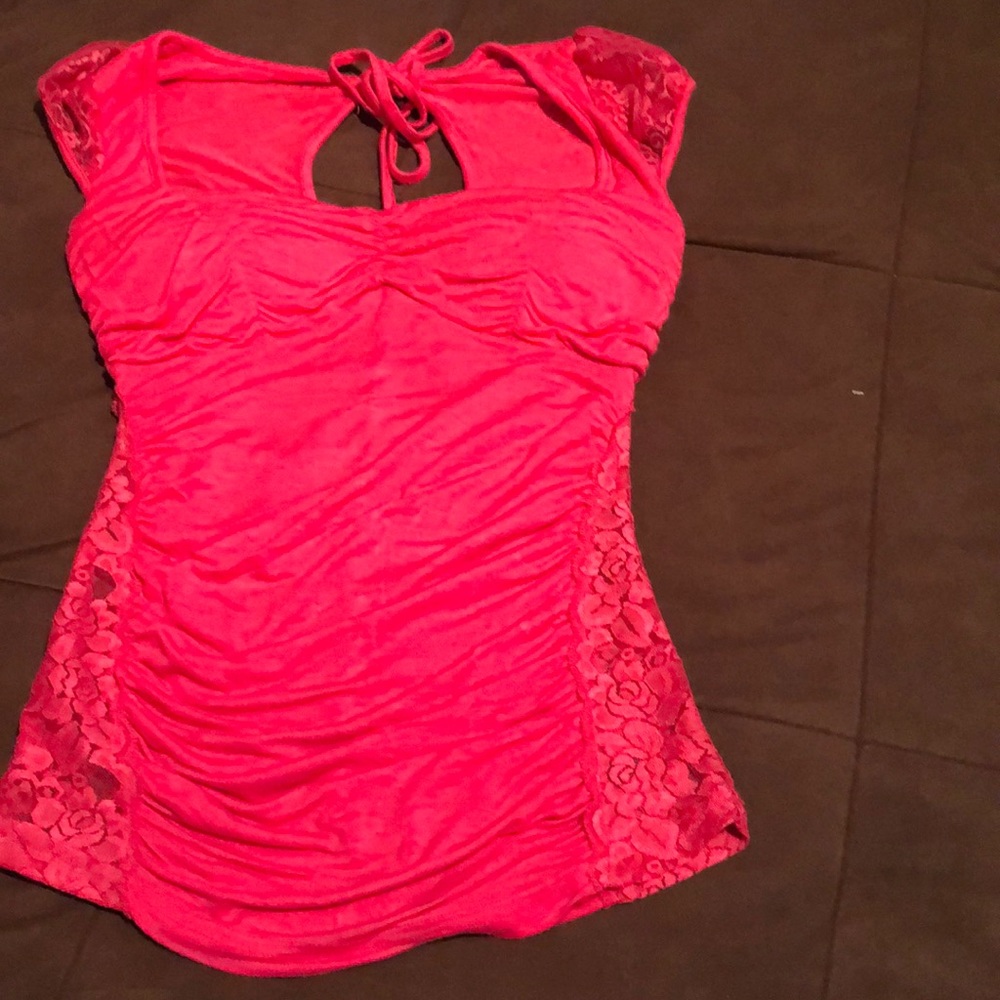 Cute pink top, sides are lace (worn once)